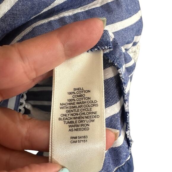 Eliza J Blue & White Striped Cotton Short Sleeve Tassel Pocket Dress Women Sz 0 - Picture 8 of 8